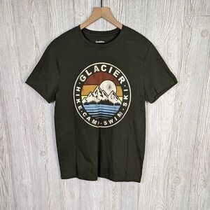 Goodfellow & Co Mens Sz Medium Glacier Graphic T Shirt Army Green Short Sleeve